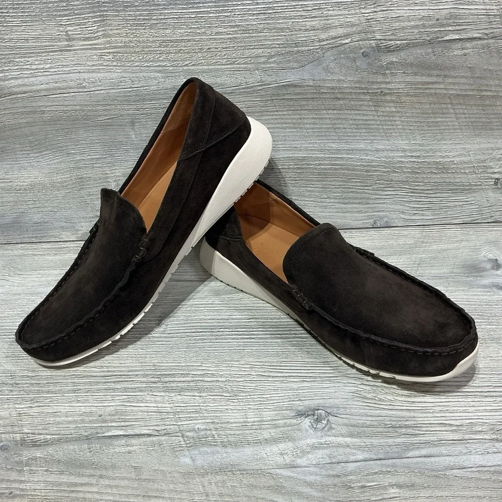 Olukai Men's Size 9.5 M Chocolate Brown Ka'a Slip-On Suede Driving Loafers
